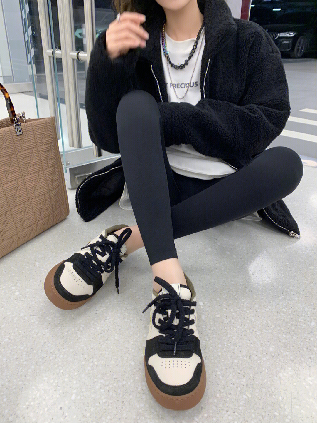 Giày sneaker nam cổ cao phong cách đơn giản dễ phối — Giày thể thao FF cổ cao màu be chi tiết 8