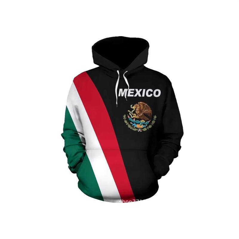 Cross-Border European Size Men's Sweatshirt 3D Digital Printing Mexican Logo Hooded Sweatshirt Men's European and American Sweatshirt Cross-Border European Size Men's Sweatshirt 3D Digital Printing Mexican Logo Hooded Sweatshirt Men's European and American Sweatshirt