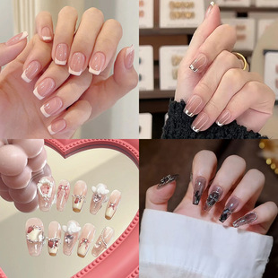 Wear A Little Red Book Nail Art Nude Color False Nail White Detachable Wear A False Nail Patch Hot Girl Flash