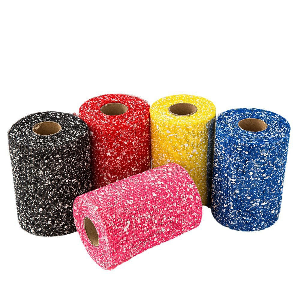 15cm de ancho de hilo de punto de nieve corto red floral rosa decoración manual envasado de hilo de malla material de papel de embalaje