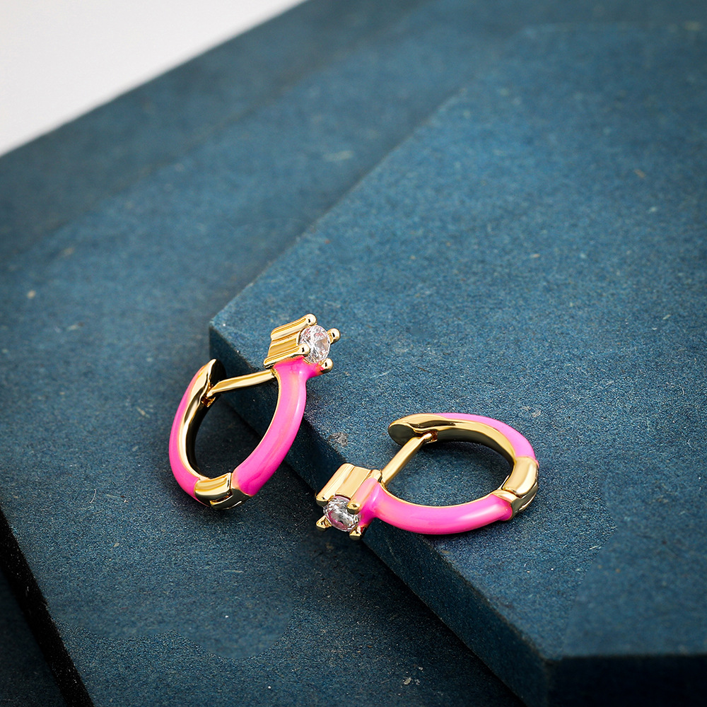 4g Weight Artificial Gemstones Inlay Material Earrings Classification Housewarming, Anniversary, Business, Wedding, Travel, Birthday, Festival Occasion Alloy Material Geometric Pattern Women'S Gender Stoving Varnish Design White, Purple, Blue, Yellow Color Geometric Stoving Varnish Alloy Artificial Gemstones Hoop Earrings 14
