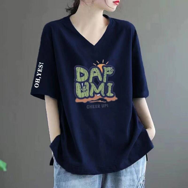Clearance Sale Short-Sleeve T-Shirt for Women, Summer Printed V-Neck Loose Plus-Size Casual Stylish Middle-Aged Top Clearance Sale Short-Sleeve T-Shirt for Women, Summer Printed V-Neck Loose Plus-Size Casual Stylish Middle-Aged Top
