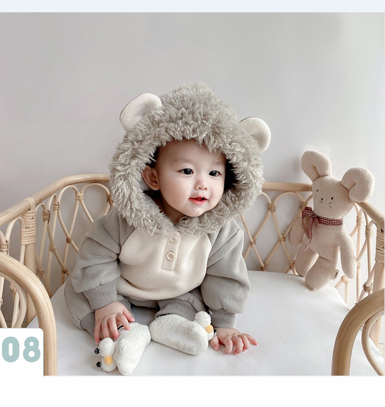 Casual Style Casual Lion Cotton Baby Rompers
