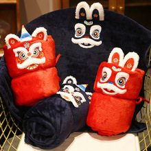 醒狮珊瑚绒保暖冬季毛毯盖腿学生午睡办公室午休单人法兰绒可收纳