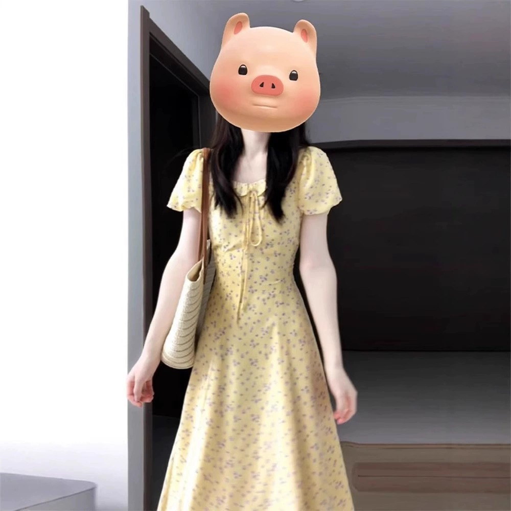 Чай-перерыв Французское желтое цветковое платье детское лето 2025 новое уникальное и чистое платье с длинной талией