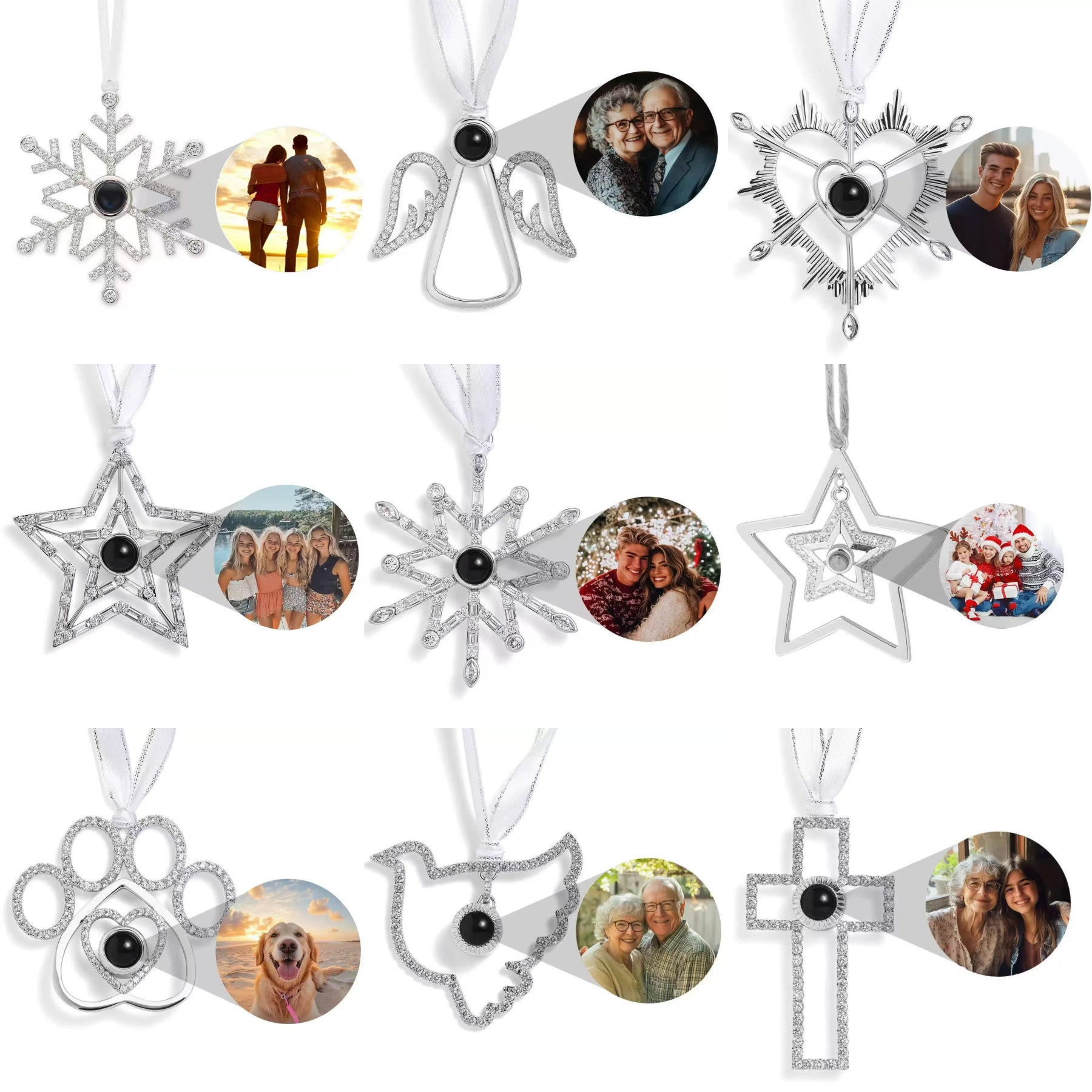 个性化雪花投影挂件感恩节圣诞节树投影挂件彩色照片定 制定 做