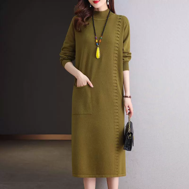 Тонкий осенний и зимний средний длинный свободный полувысокий воротник