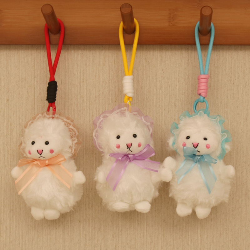 Blush Little Sheep Doll Llavero Colgantes Dibujos animados Peluches Muñecas Pareja Bolsos Colgantes Muñecas al por mayor