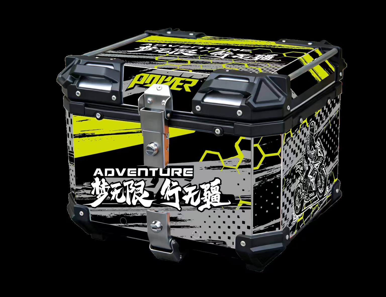 Customized Motorcycle Tail Box, Aluminum Alloy, Large Capacity 36L/45L, Rounded Corners, Retro Style, Universal Quick-Release for Electric Vehicles