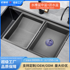 ABS厚型水切りかご、洗い物用フィルターネット一体型水切りラック、キッチンシンク用中型シンク