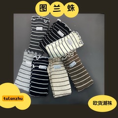 2025秋冬新款袜子女欧货个性百搭显瘦韩版条纹堆堆袜松口花边潮袜