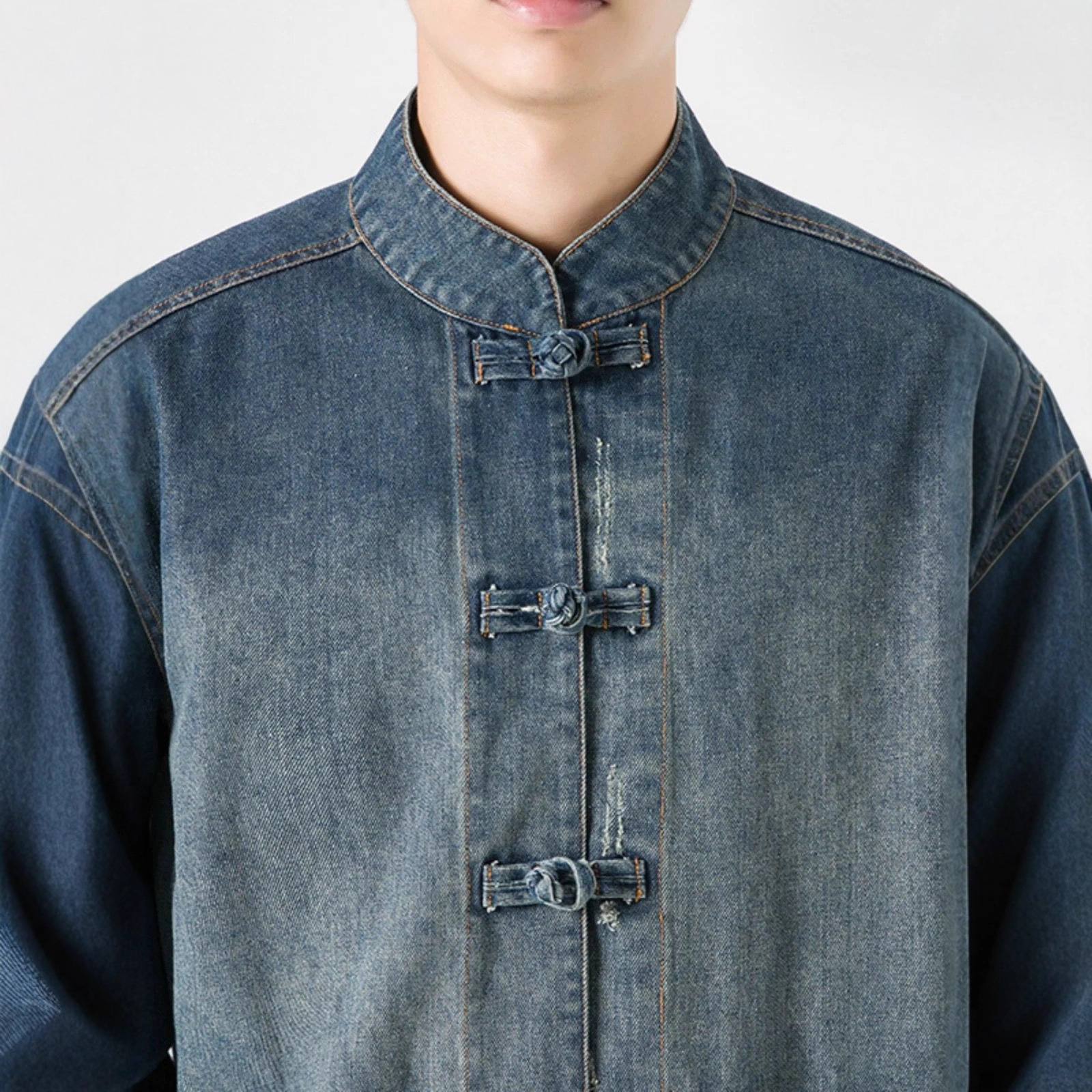 Vintage cowboy denimjacka herr antik stil lös passform_voghion.com