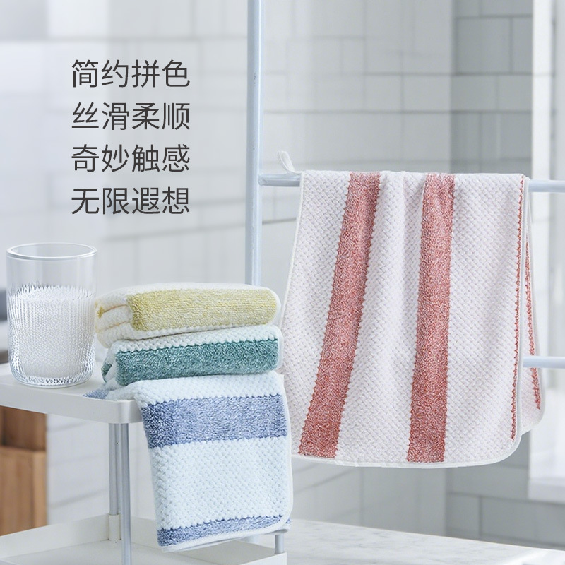 Nueva piña tela escocesa a rayas toalla engrosada toalla de cara absorbente borde no-algodón a rayas toalla de secado al por mayor