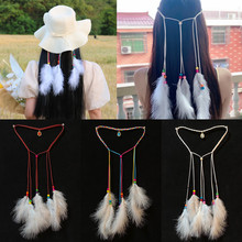 2025新款时尚日常拍照必备羽毛发饰 仙气白色少女森系发箍发带