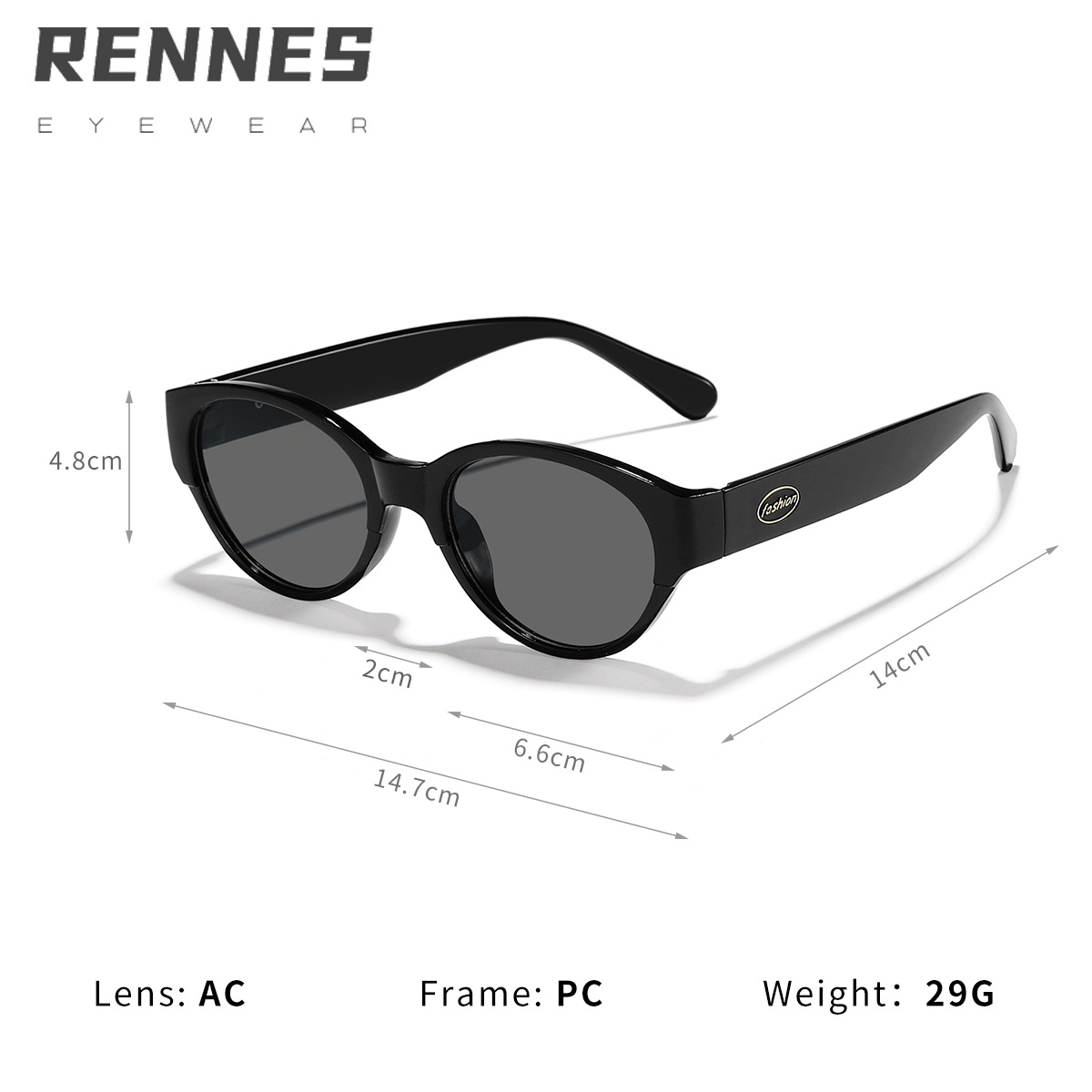 Nuevo estilo de alto grado Oval CAT EYE personalidad gafas de sol de moda cara simple pequeño desgaste esencial gafas de sol