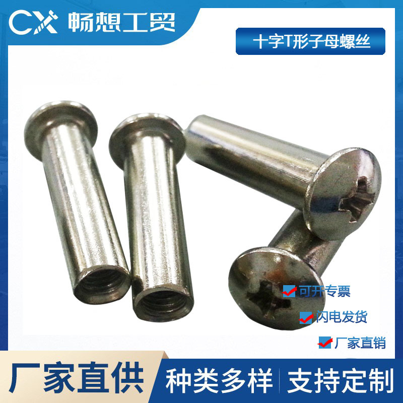 工厂销售 子母螺钉 T头空心对锁螺母 十字T形子母螺丝 异型紧固件