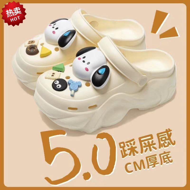 Пещерные туфли женские летние наружные носки 2024 новый eva нескользящие и вонючие пляжные толстые подошвы повышенные холодные тапочки леди