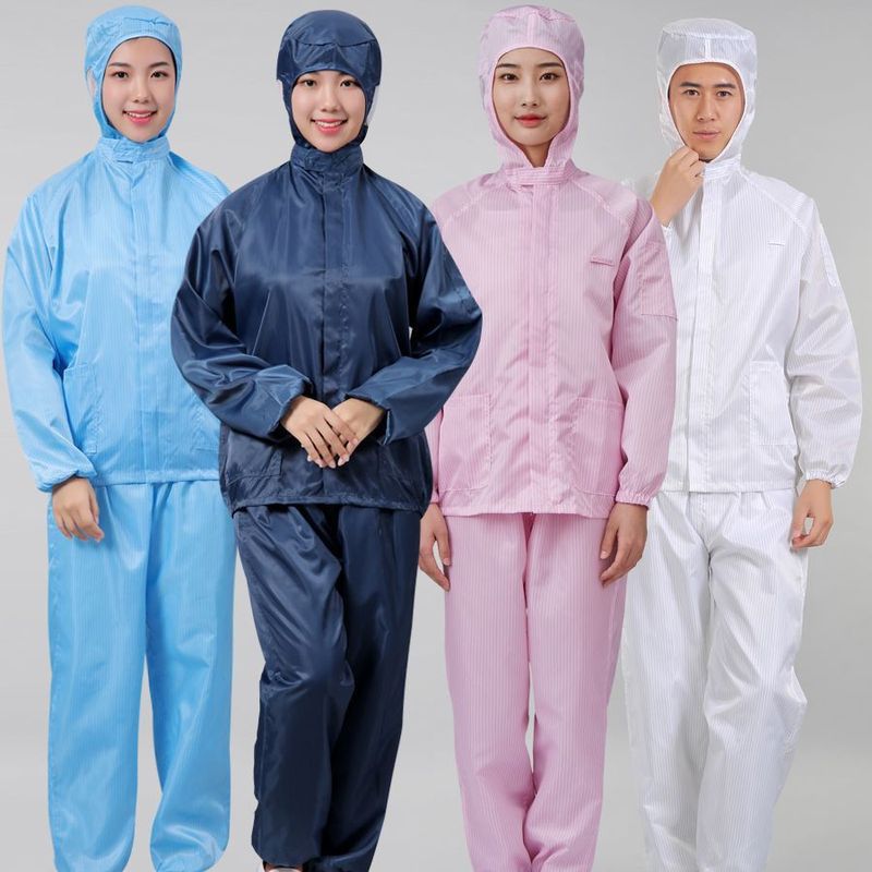 Dust-Proof Clothing Hooded Split Dust-Free Protective Clothing Anti-Static Clothing Spray Paint Suit Women's Blue and White Work Factory Clothing Men's