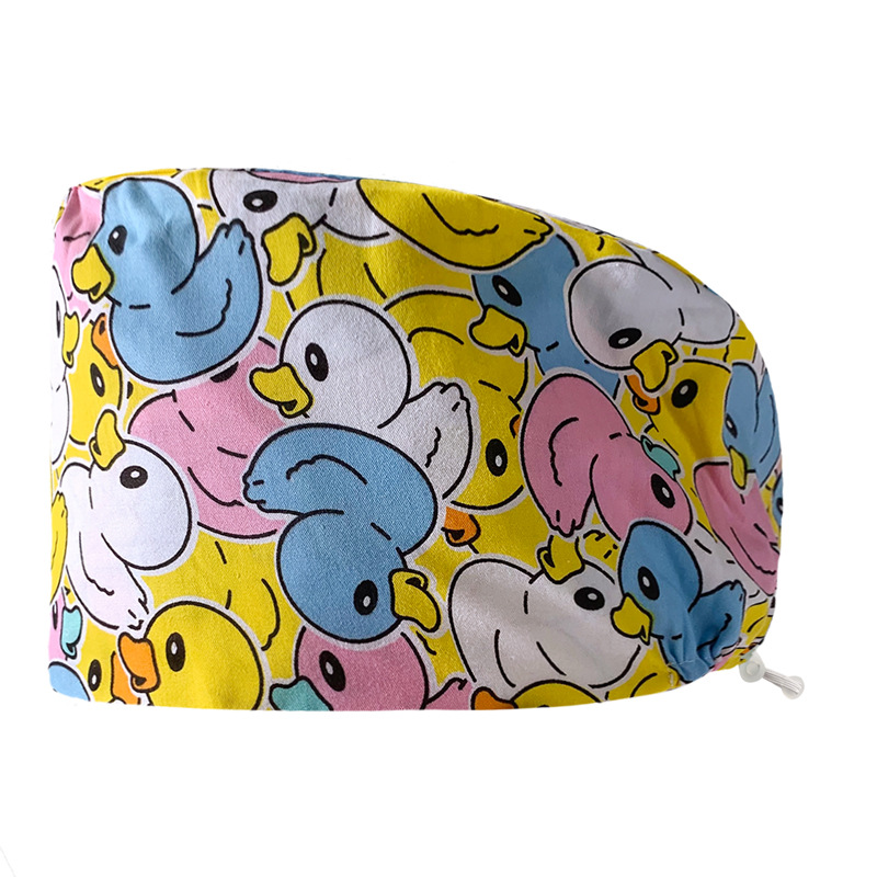 Pareja de dibujos animados lindo impreso puro algodón oral belleza médico tapa de trabajo tapa quirúrgica tapa de la enfermera de la sala de operaciones femenina