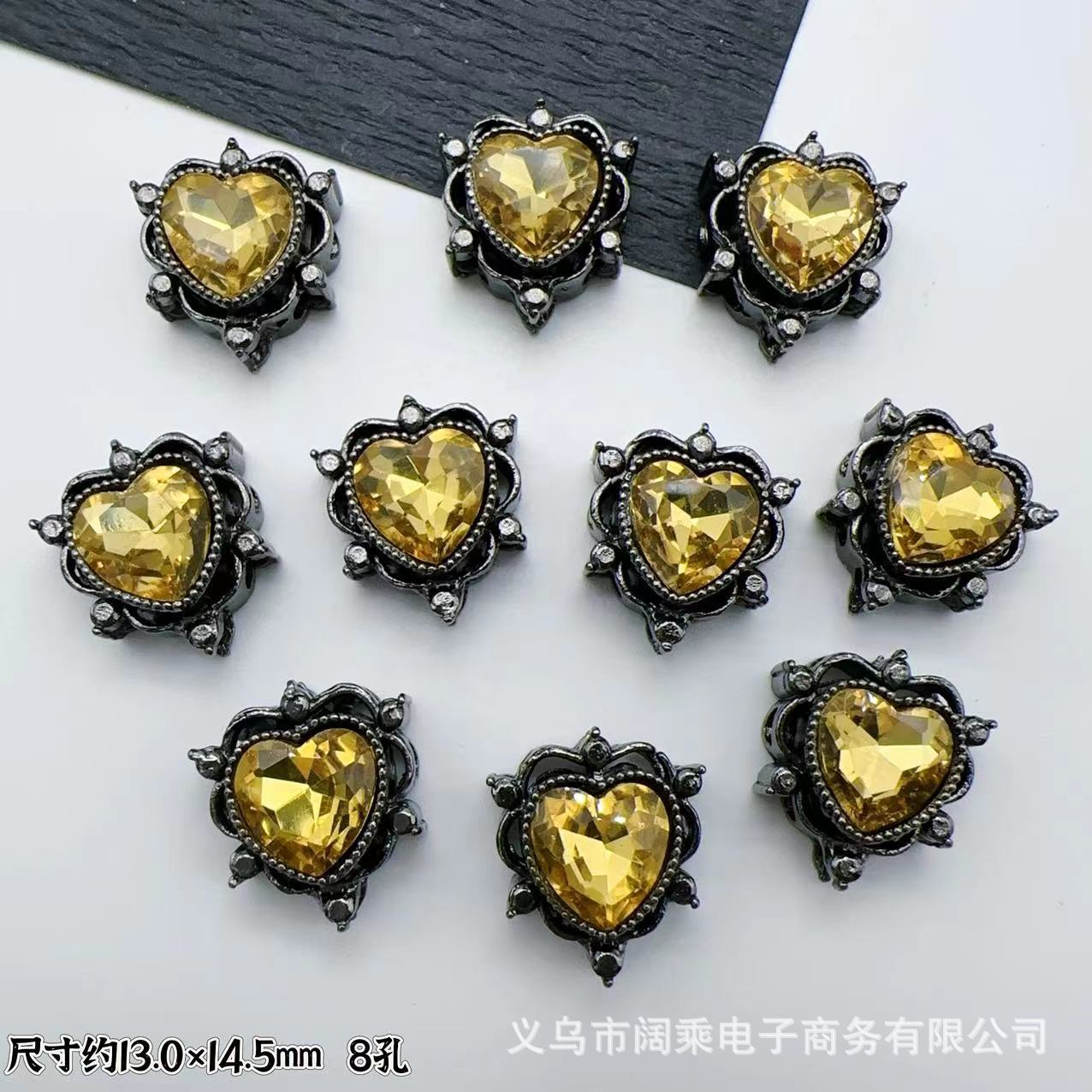 マイクロ象嵌ジルコニウムダイヤモンドマルチカラーピーチハートラブ8穴ビーズリング表面DIYビーズブレスレットネックレスジュエリーアクセサリー