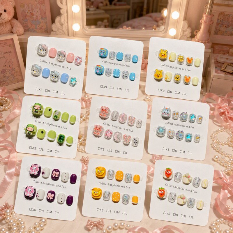 Children's Nail Art Nail Tips Collection, Pure Handmade, Cute and Sweet, Ultra-Thin Cartoon Wearable Nails, Short Fake Nails Wholesale Children's Nail Art Nail Tips Collection, Pure Handmade, Cute and Sweet, Ultra-Thin Cartoon Wearable Nails, Short Fake Nails Wholesale