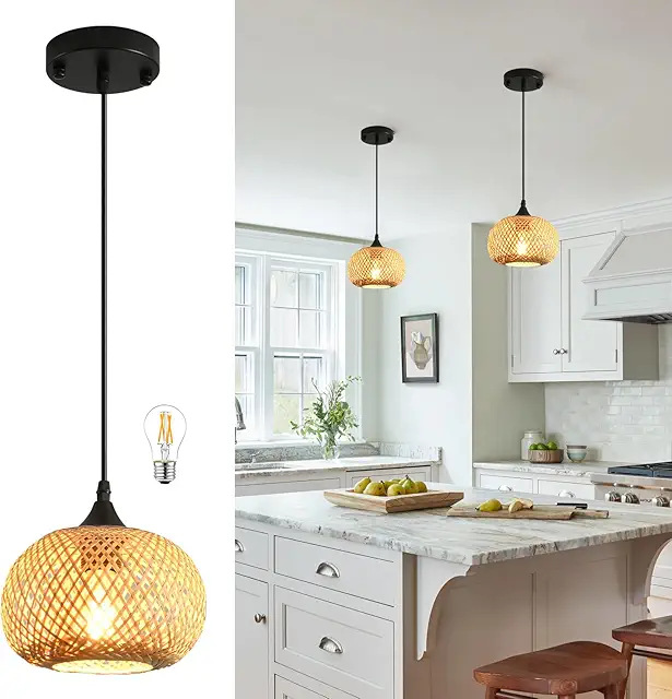 Araña de bambú de arte de bambú, personalidad clásica creativa, restaurante de olla caliente, casa de familia de estilo japonés, araña de ratán chino, lámpara de casa de té