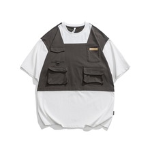 2025夏季新款潮牌创意感机能多口袋高街时尚宽松男士短袖