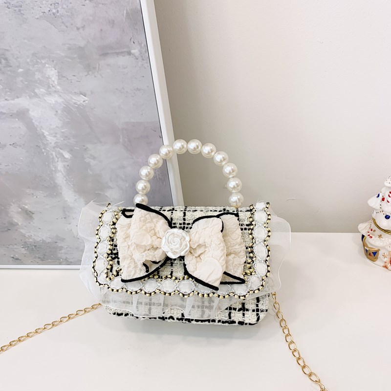 Mini-moletera de perlas de moda para niñas 2025, nueva moda coreana a cuadrillas, bolsos para niñas, ropa para niños