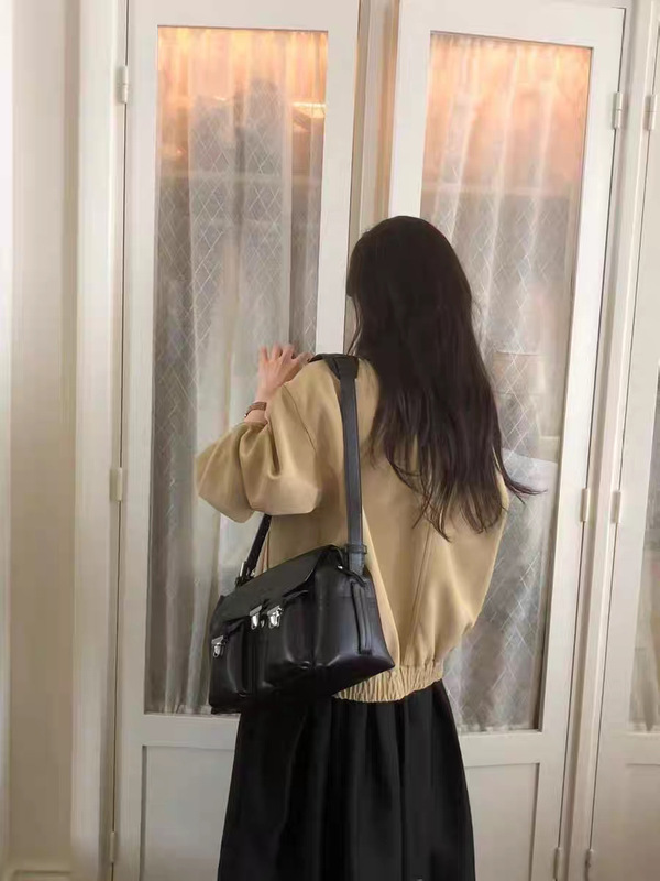 现货 2025秋季新款韩版OB*ET宽松复古立领拉链麂皮机车夹克外套女|undefined