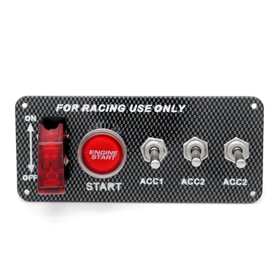 Car one-button start ignition switch Power supply, ignition system accessories - 4-locus-carbon-pattern-red-cap-red-bond