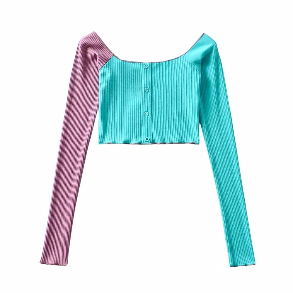 hit color long-sleeved top NSAC24839