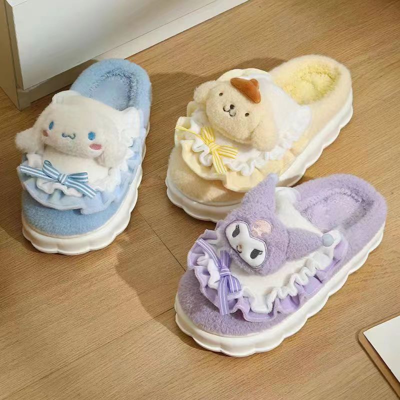 Birthday Gift Kuromi Cotton Slippers for Women, New Winter Style, Girly Indoor Home Thick-Soled Student Plush Slippers for Couples Birthday Gift Kuromi Cotton Slippers for Women, New Winter Style, Girly Indoor Home Thick-Soled Student Plush Slippers for Couples