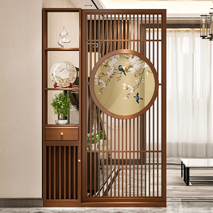 New Chinese-Style Solid Wood Screen Partition for Living Room Entrance Cabinet, Facing the Entrance Door, Blocking and Storage, 2025 New Model Screen