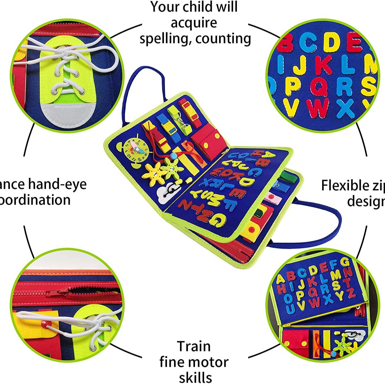 Junta de aprendizaje de fieltro de granja Educación temprana Junta ocupada Montessori libro manual al por mayor fieltro libro de ciervo