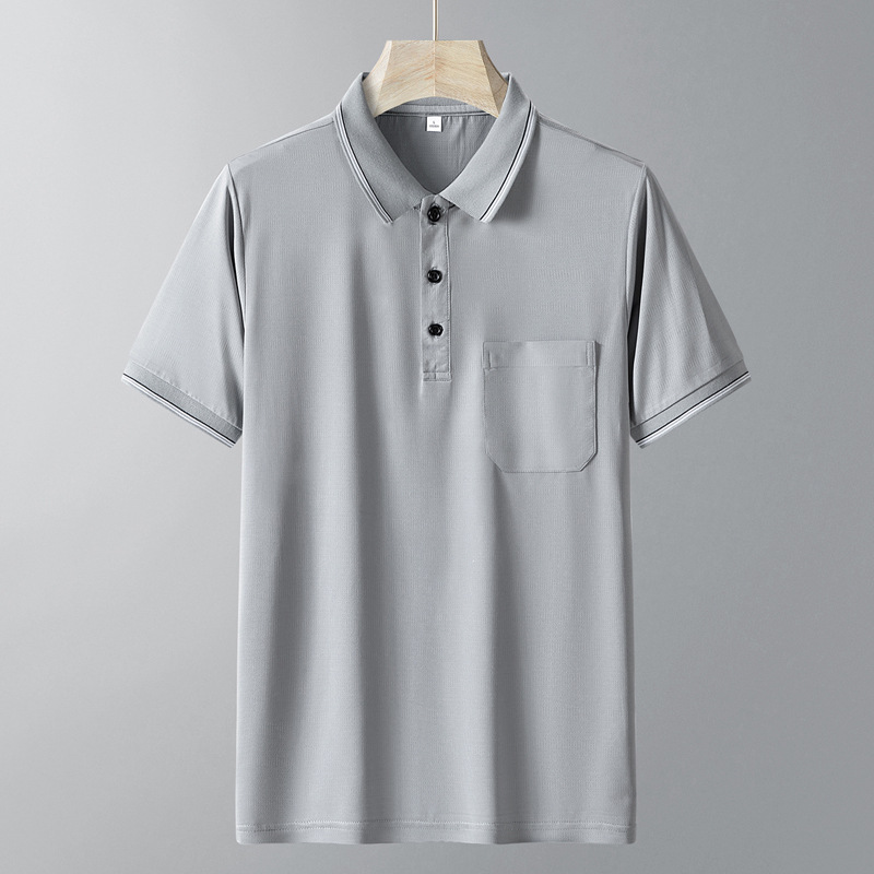 Verano hombre de mediana edad camiseta de manga corta de secado rápido con solapa comercial polo camiseta hombre media manga suelta papá abuelo ropa