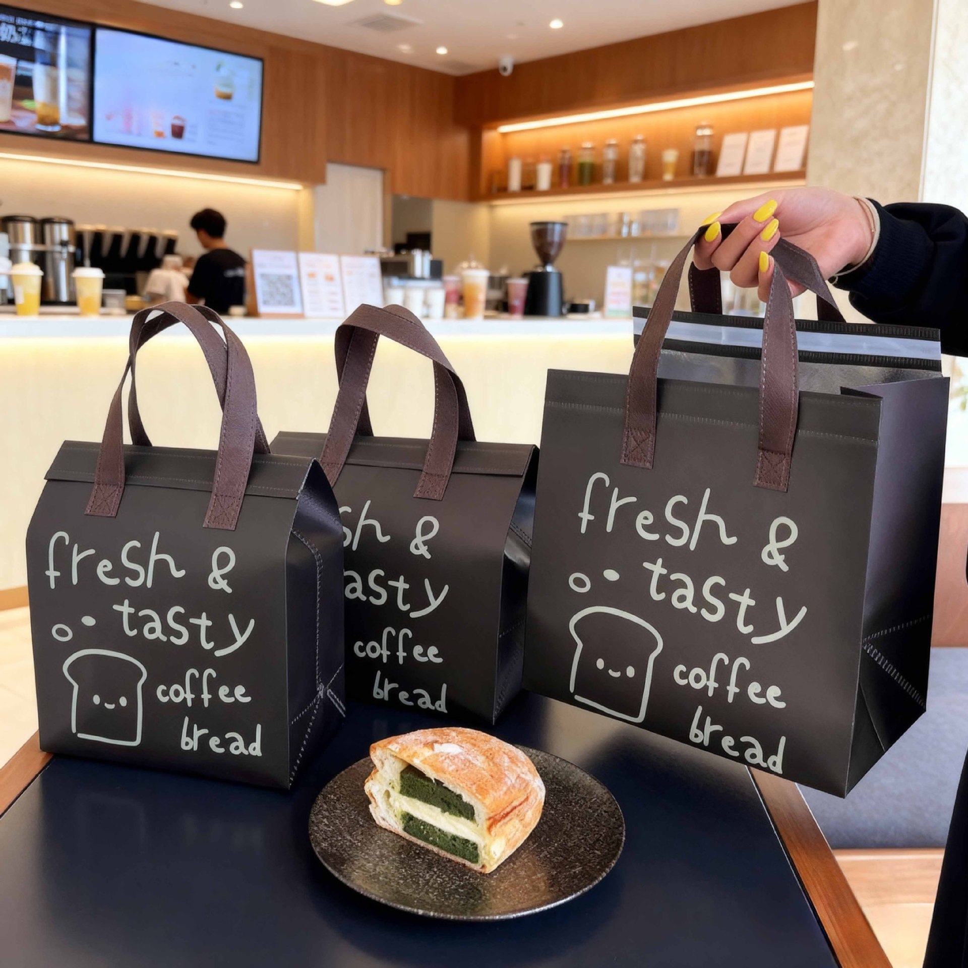 餐饮外卖打包袋铝膜保温覆膜防水商用包装一次性无纺布手提袋批发