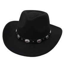 跨境金属皮带礼帽街拍牛仔帽迈克爵士帽西装毡帽西班牙遮阳帽批发