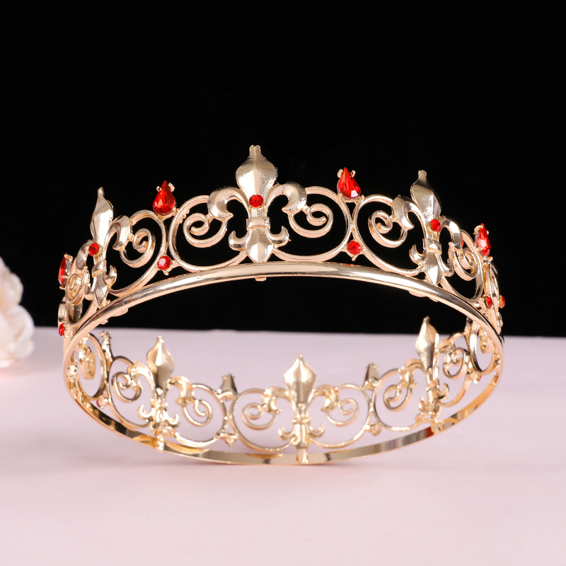 Los hombres de oro rey corona tocado adulto cumpleaños corona Halloween etapa ópera rendimiento unisex