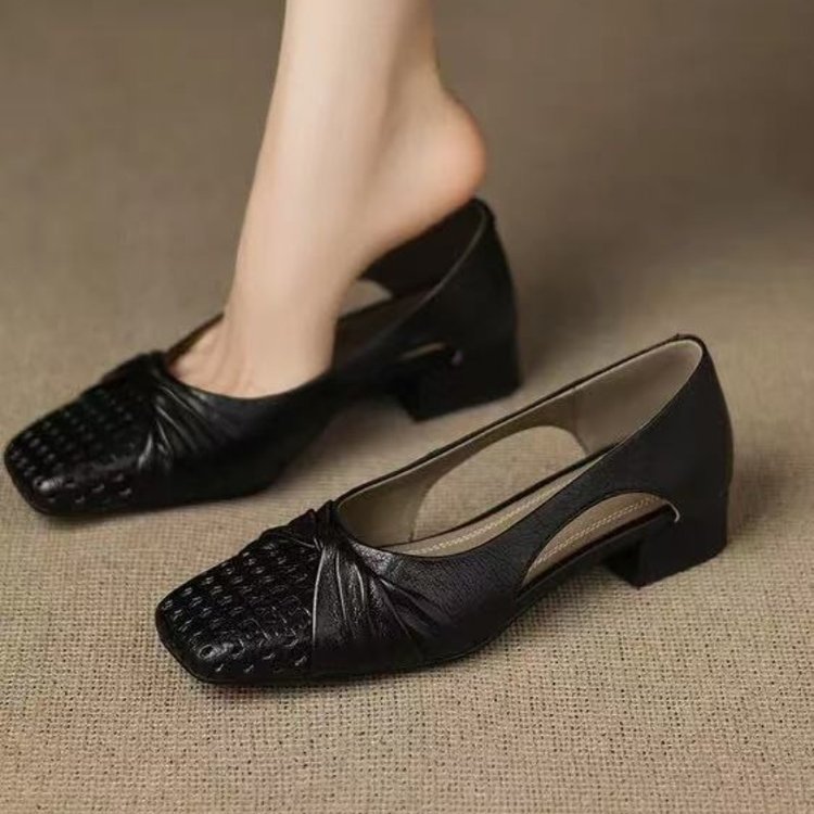 Zapatos de malla transpirables superficiales para mujeres 2026 nuevo verano con falda francesa Marijin tacones bajos suaves un pedaleado