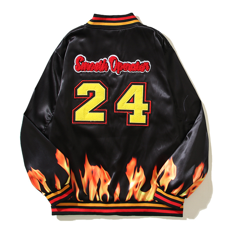 Herrenbekleidung Ins Super Hot Vintage Basketball Retro Handtuch Stickerei Flammendruck Sport Baseballuniform Herren Lederjacke_voghion.com