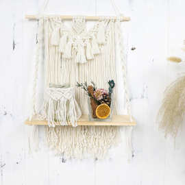 北欧风波西米亚壁挂手工编织置物架墙架花盆架置物架跨境热卖