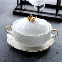 家用燕窩碗描金雙耳碗日式甜品碗蒸蛋碗陶瓷燕窩盅糖水銀耳碗湯盅