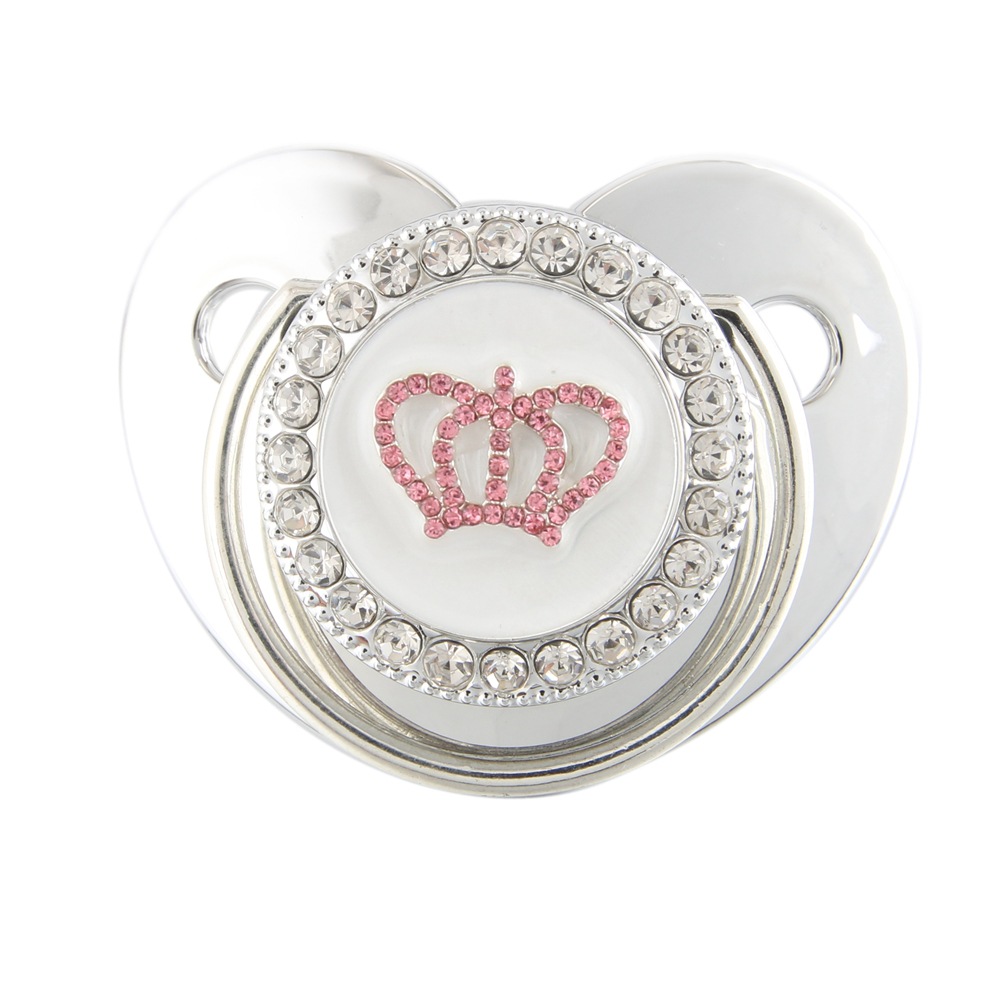 Cross-border Explosions Cartoon Crown Love Diamond Series silver Baby Pacifier Diamond Maternal and Infant Products Hot Sale