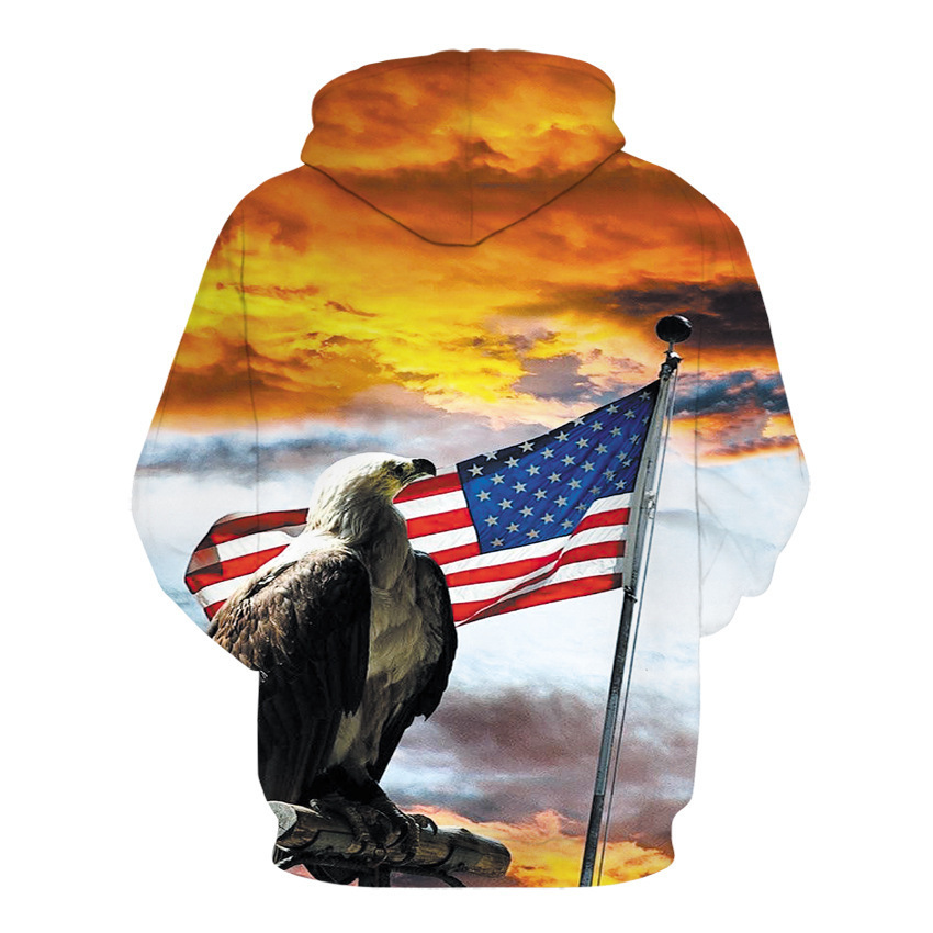 American Flag Eagle Hoodie For Men Crew Neck Plus Size Sweatshirt_voghion.com