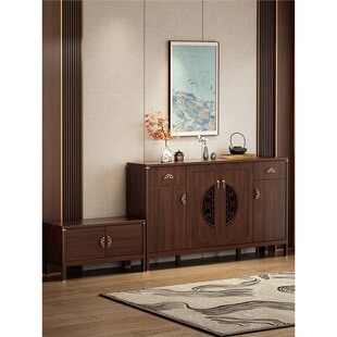 New Chinese Style Solid Wood Frame Shoe Cabinet Home Doorway Large Capacity Entrance Cabinet Entrance Door Hall Cabinet Thickened Hollow Storage Cabinet