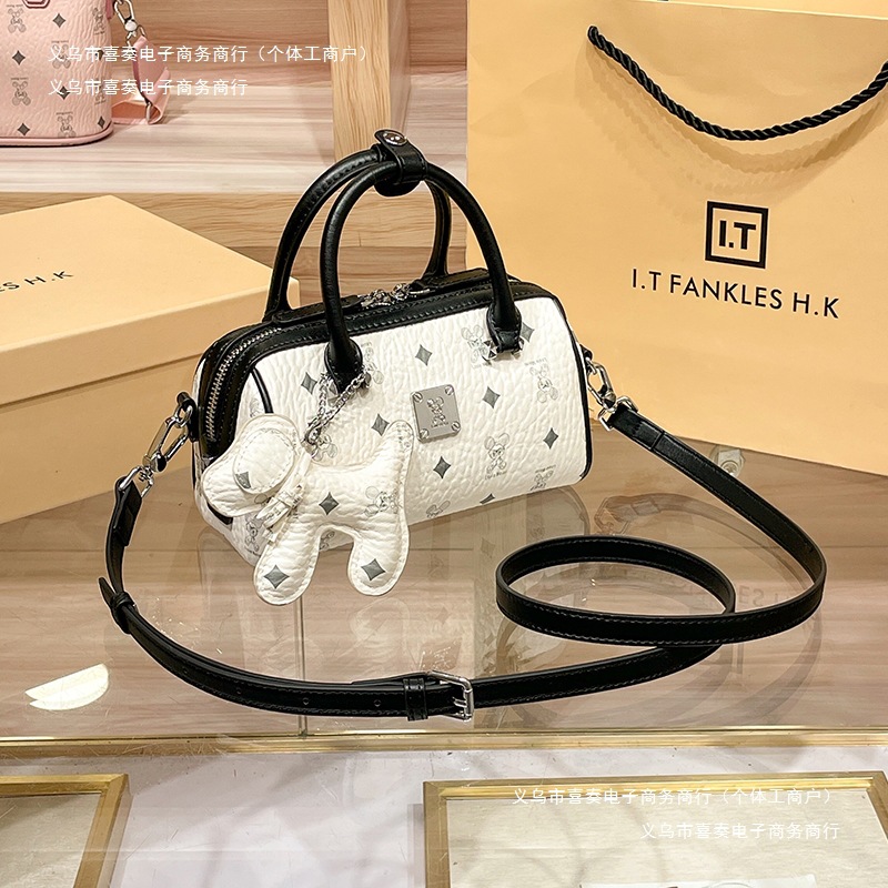 手提单肩斜挎包女真香港代购包包春夏2025新款皮波士顿枕头包