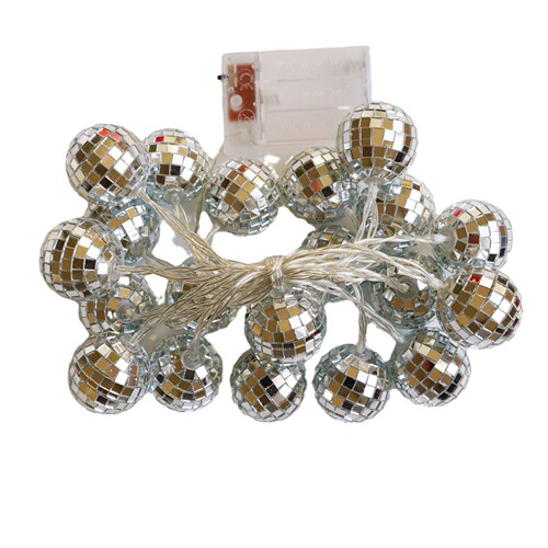 跨境新款LED镜面球灯串迪斯科酒吧派对圣诞球圣诞节日灯装饰彩灯