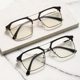 Men's Double Beam Anti-Blue Light Flat Glasses Superior Fashionable High-Level Sense Square Glasses with Short-Sight Scopes Women's Sunglasses