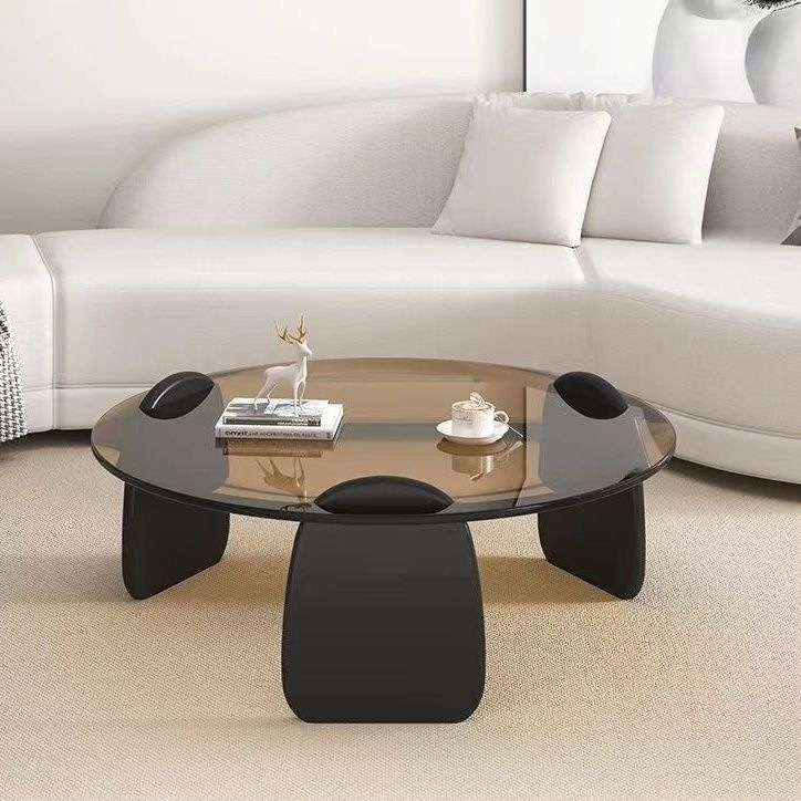 Fábrica directa de fábrica directa pequeña sala de estar de vidrio temperado mesa de té redonda combinación de mesa de té de lujo ligera