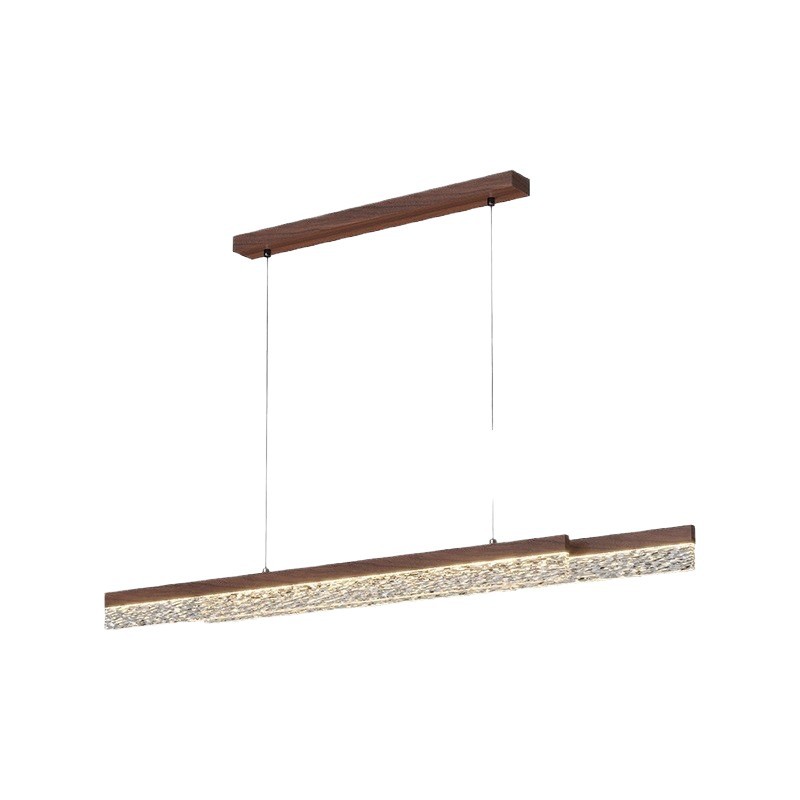 Lámpara de comedor, candelabro, estilo antiguo, color nogal, lámpara de mesa de comedor de tira larga, lámpara de barra de protección ocular de grietas de hielo minimalista italiana